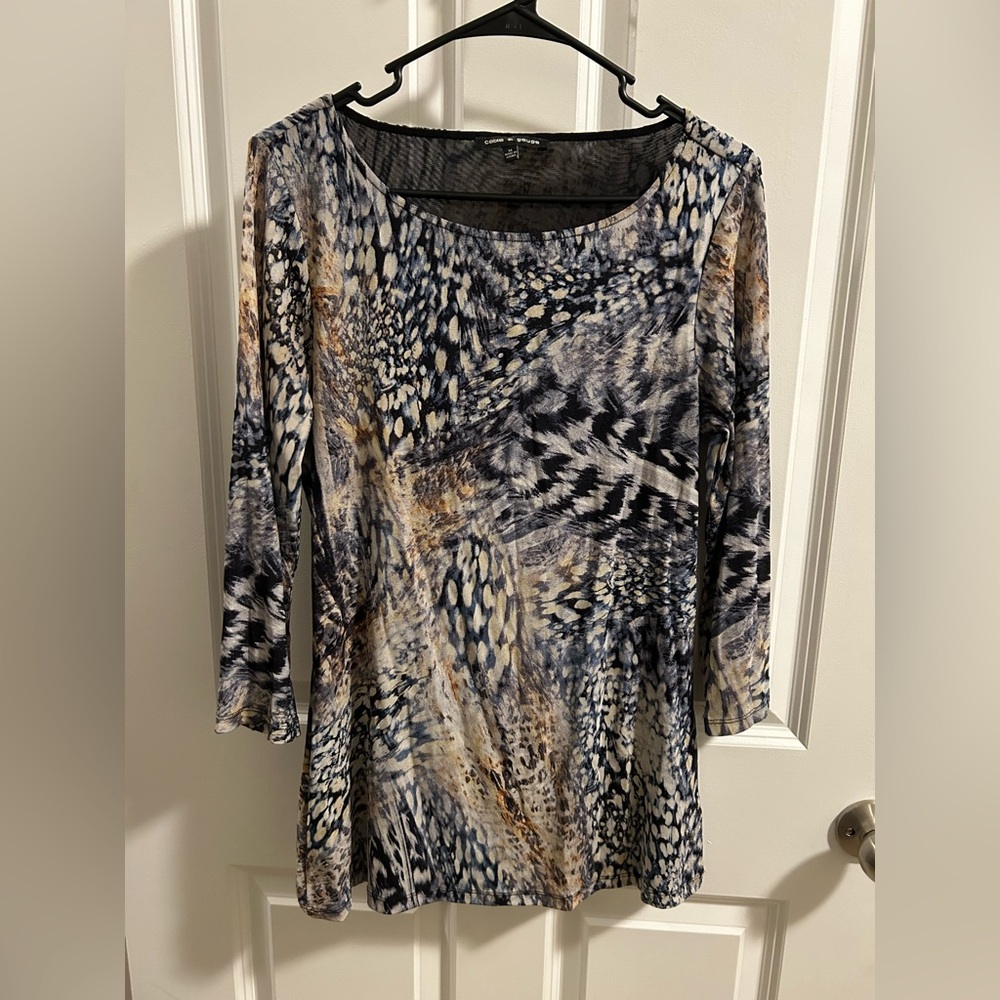 Cable and Gauge Animal Print Blouse Size M Medium